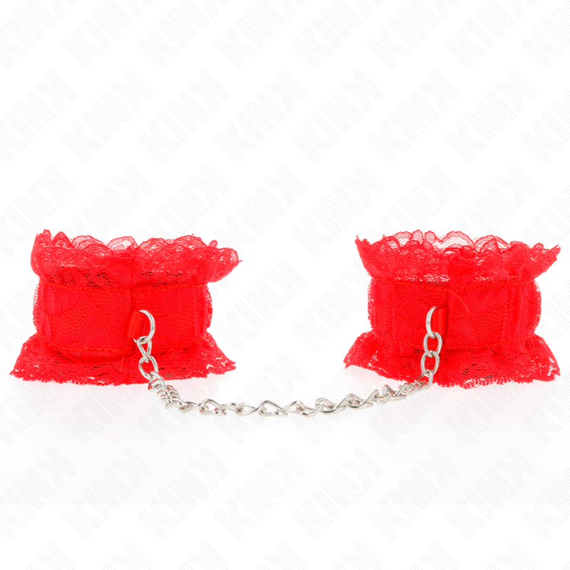 img_190513_e7353bf07eb9263d20b238089726847a_1 KINK - LACE ELASTIC WRIST RESTRAINTS RED - Image 1