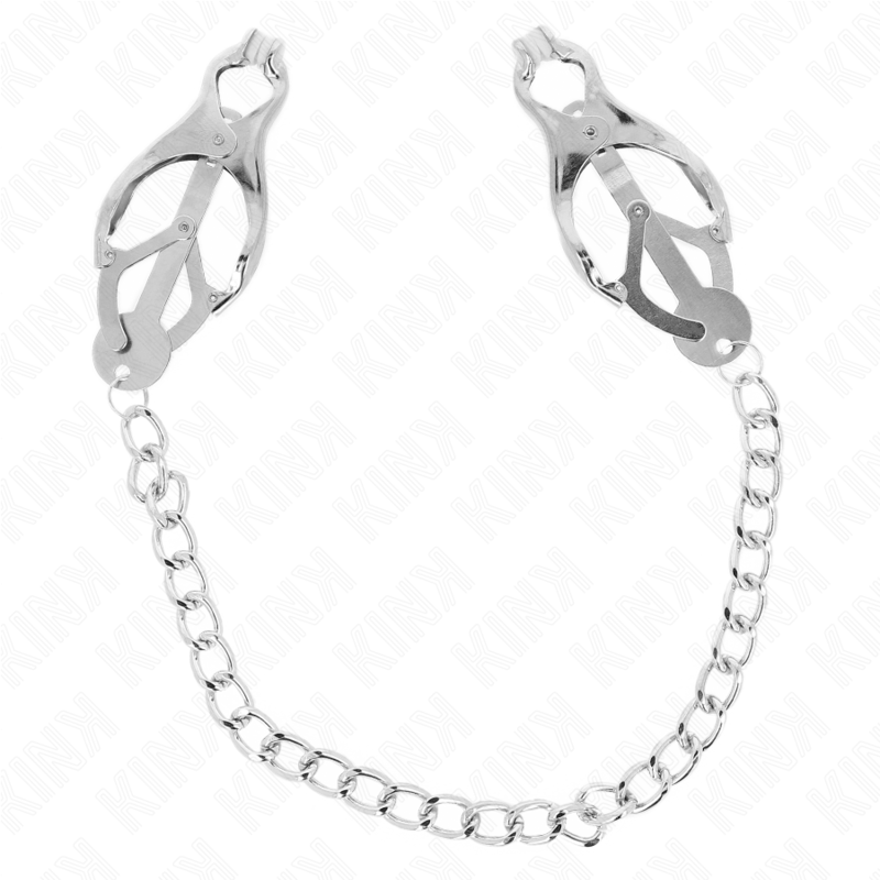 img_190585_755874adf0edf04ee2a53ae2f29f45e6_1 KINK - JAPANESE CLOVER NIPPLE CLAMPS WITH CHAIN SILVER 30 CM - Image 1