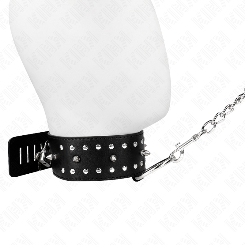 img_190819_31222c1fe96c8f8dd52943f11cfef5db_1 KINK - NECKLACE WITH LEASH 65 CM WITH SILVER STUDS MODEL 1 ADJUSTABLE 36-43 CM X 5 CM - Image 2