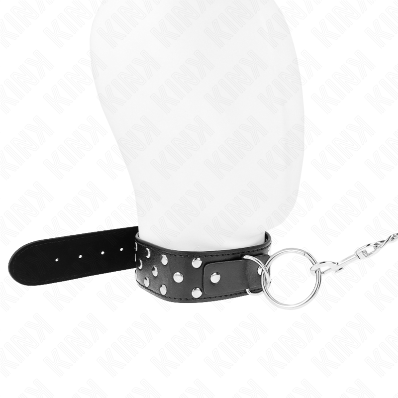 img_190847_8529678371f5189f434c22872f2d4a91_1 KINK - RING RIVET STRAP NECKLACE WITH BELT 65 CM BLACK ADJUSTABLE 36-50 CM X 3.8 CM - Image 2
