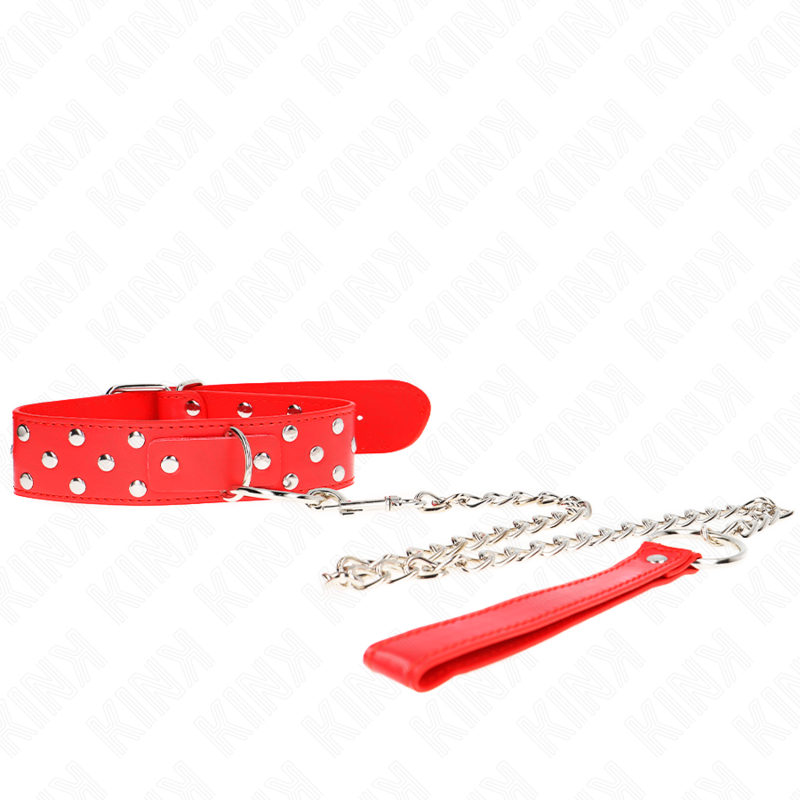 img_190848_3dd7b266ff5d7073cd59d8b152e20a07_1 KINK - RING RIVET STRAP NECKLACE WITH BELT 65 CM RED ADJUSTABLE 36-50 CM X 3.8 CM - Image 1