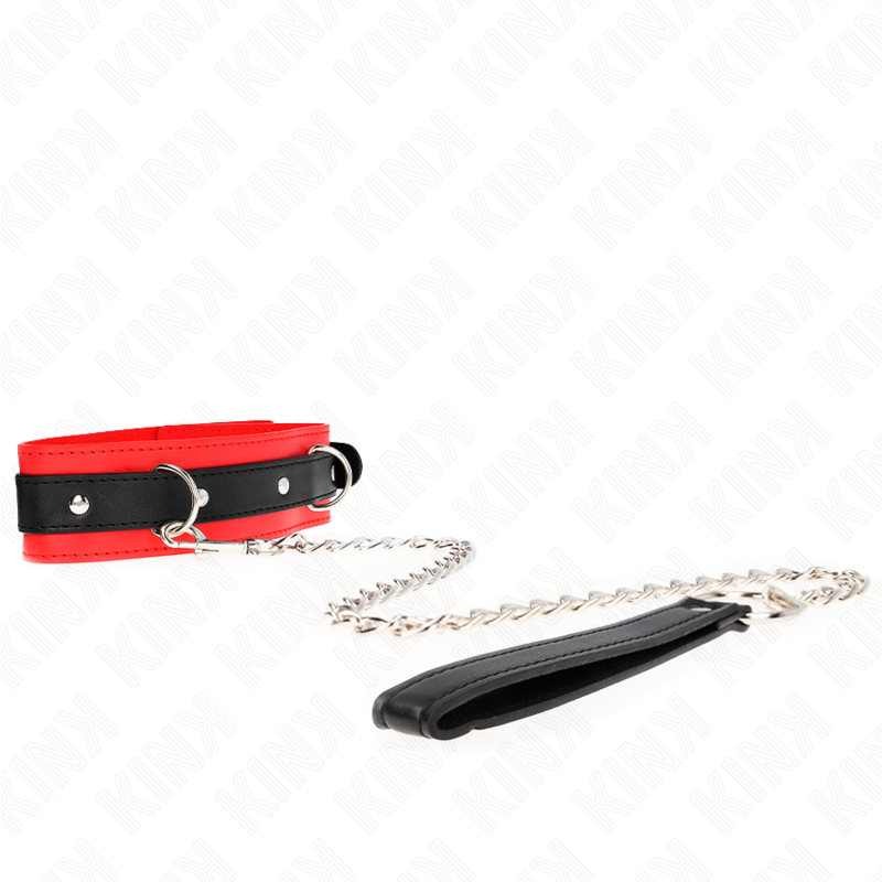 img_190874_c97c11aa0a4b247a2896d94aab6675c3_1 KINK - BASIC MODEL COLLAR WITH LEASH 65 CM MODEL 3 RED 53 X 5 CM - Image 1