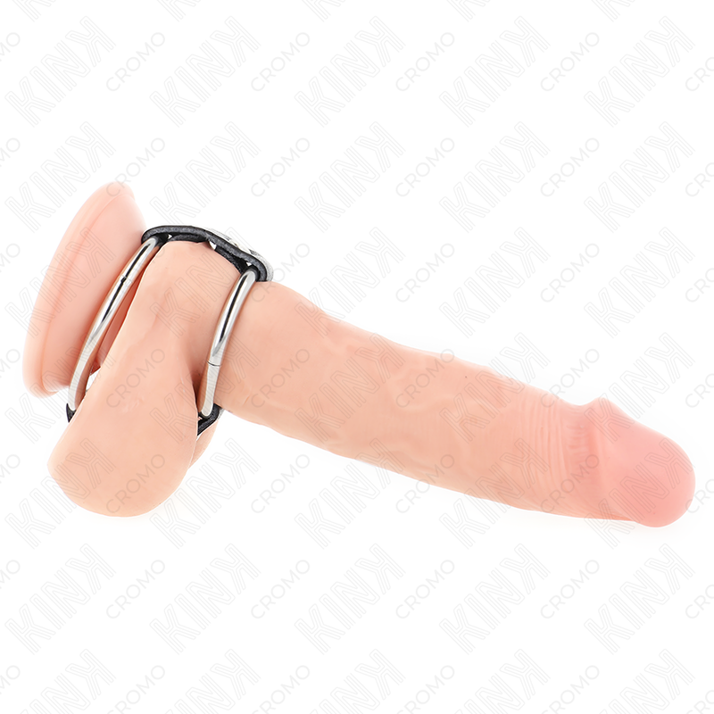 img_192893_a046ae8f7679c30e799c7ba815a00c14_1 KINK - DOUBLE METAL PENIS RING 3.8 CM TO 5 CM CONNECTED WITH LEATHER - Image 2