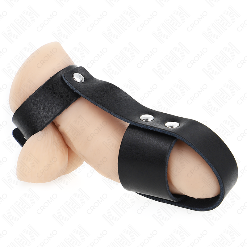 img_192912_2b25814aeeec2e64e90b0743db85cc37_1 KINK - LEATHER PENIS CAGE RING WITH ADJUSTABLE BALL DIVIDER - Image 1