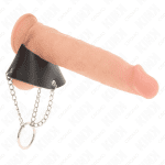 KINK - PENIS RING 4 CM CHAIN 7 CM METAL WITH LEATHER BELT - Image 2