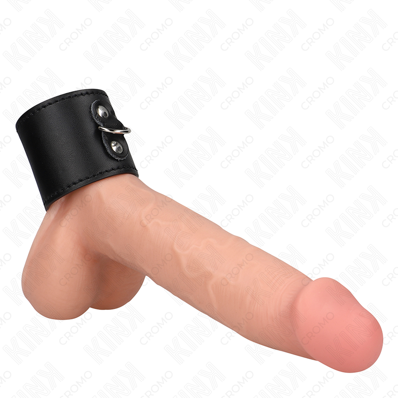 img_192955_f8777c7a03aca8a95674e99a41a36e63_1 KINK - LEATHER PENIS RING WITH PRESSURE CLOSURE 18 X 5 CM - Image 1