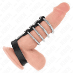 KINK - 4 METAL PENIS RINGS 3.8 CM CONNECTED WITH LEATHER STRAP 22 X 1.5 CM AND PRESSURE CLOSURE - Image 2