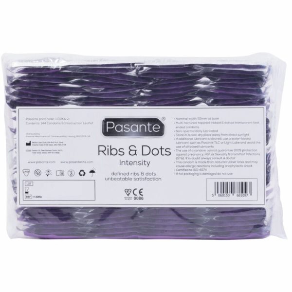 PASANTE - RIBS & DOTS INTENSITY CONDOMS 144 UNITS