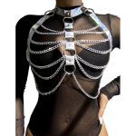 SUBBLIME - 953737 CHEST HARNESS WITH RINGS AND CHAINS SILVER ONE SIZE - Image 2