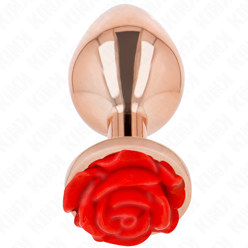 img_199022_01358ca0c23b6fb356a57027994ac690_1 KINK - PINK GOLD ANAL PLUG WITH RED ROSE L - Image 1