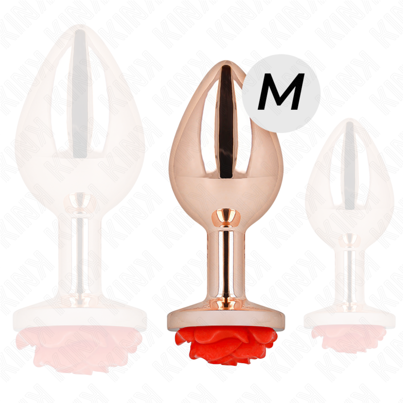 img_199024_d4b92df0c09e125bf53aa70b66249580_1 KINK - PINK GOLD ANAL PLUG WITH RED ROSE M - Image 2