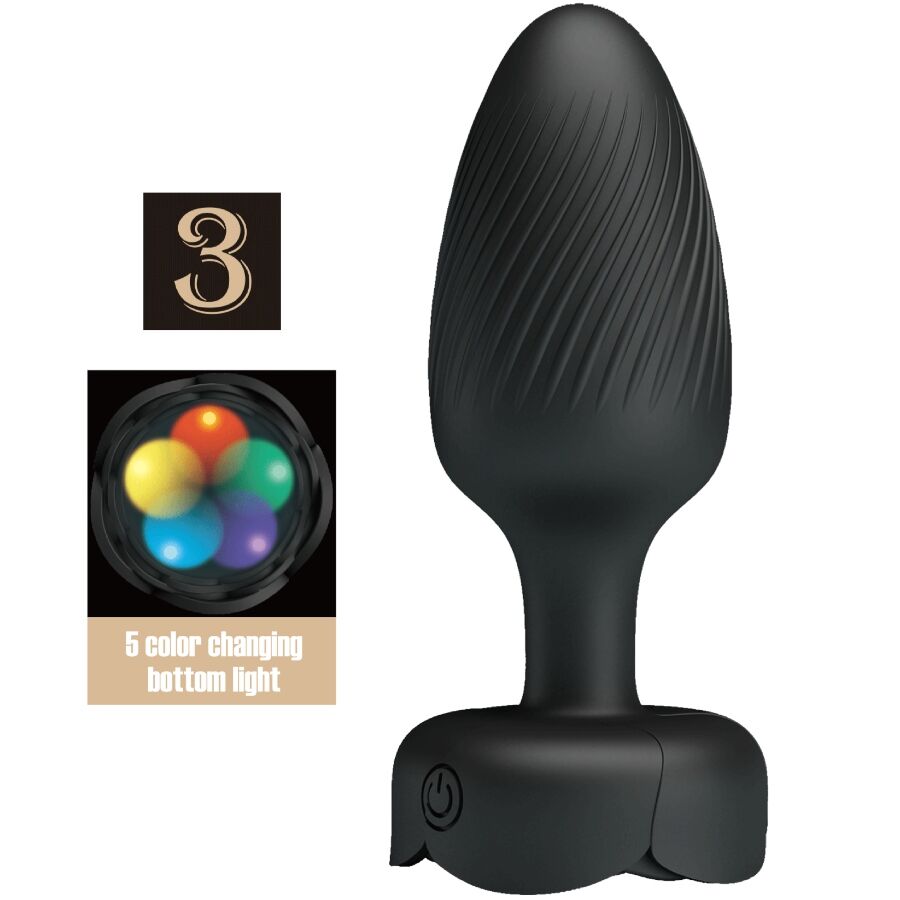 img_202915_1ccf5801bf1e8930b51eec65971105b3_1 PRETTY LOVE - OSBORN ANAL PLUG WITH  LED LIGHT BLACK 9.8 CM - Image 1