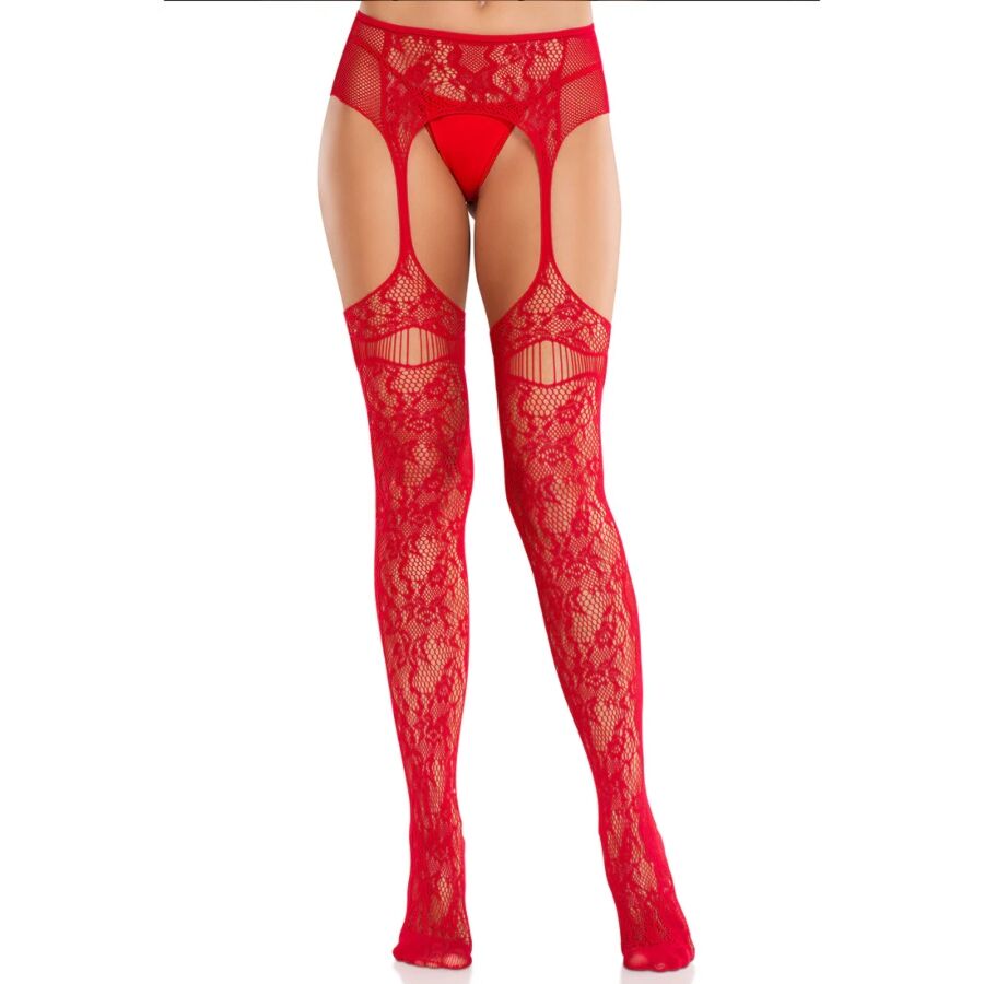 img_205298_d8cf4f97cc66f805bebf4bdb3faa15db_1 LEG AVENUE - LACE STOCKINGS WITH GARTERS RED - Image 1