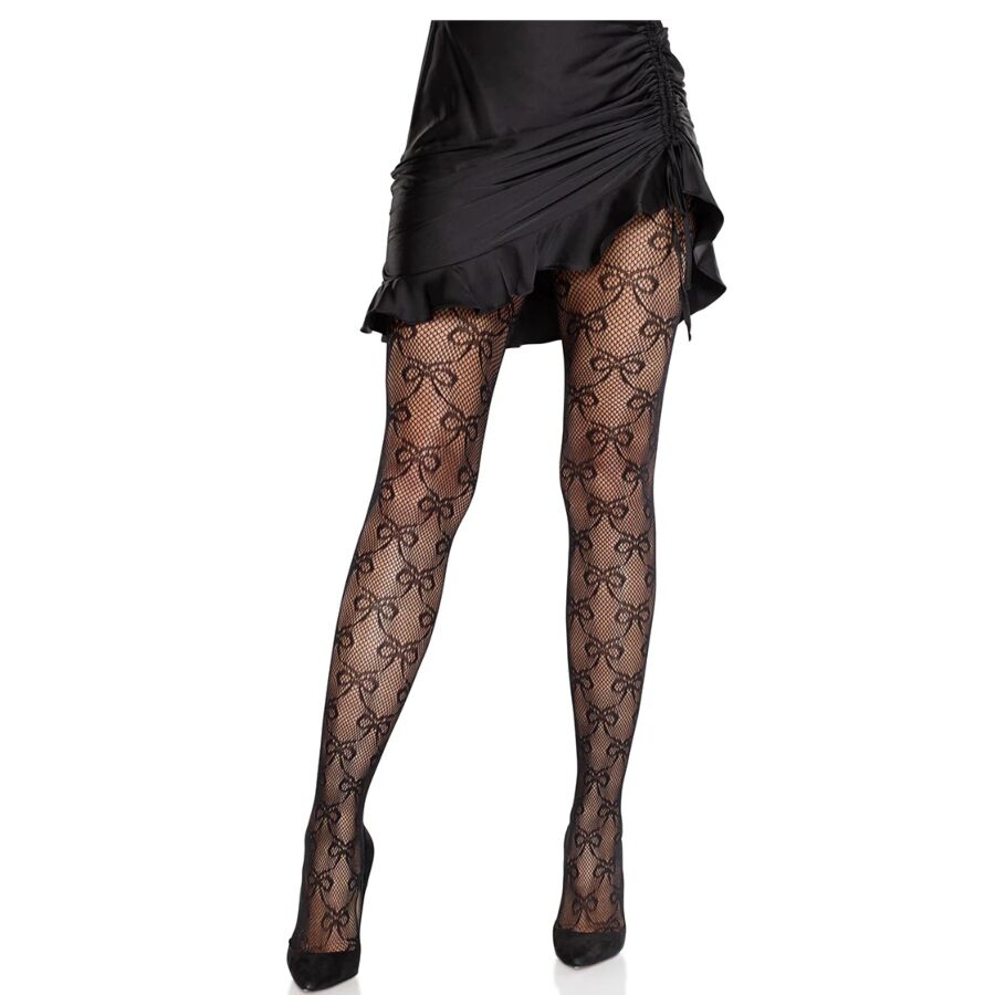 img_205336_109531a283be0719402c3cfc132c730e_1 LEG AVENUE - FISHNET TIGHTS WITH BOW BLACK - Image 1
