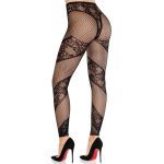 LEG AVENUE - LACE AND SHEER FOOTLESS TIGHTS BLACK - Image 2