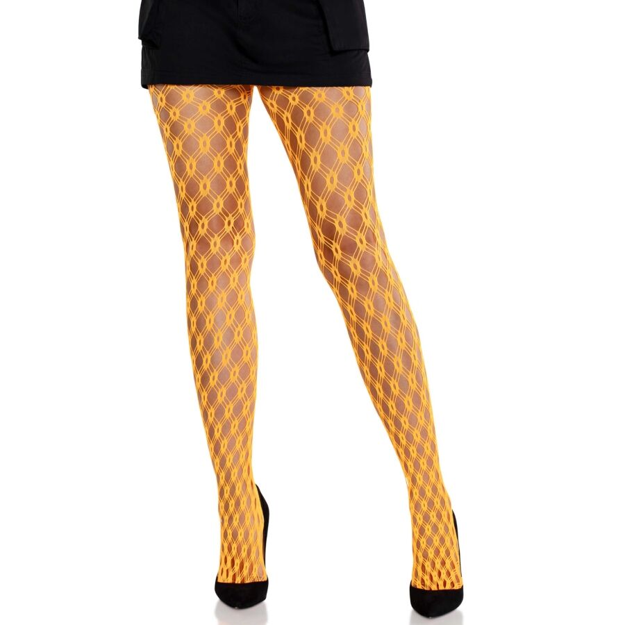 img_205342_c734f0b7651eeba4c888538b5c6edc8b_1 LEG AVENUE - LACE TIGHTS WITH EYELETS NEON ORANGE - Image 1