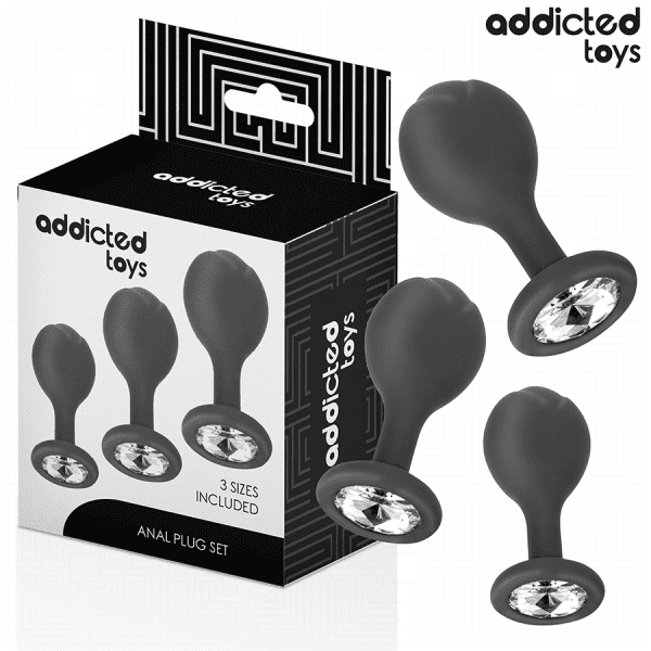 ADDICTED TOYS - SET OF 3 ANAL PLUG SILICONE WITH JEWEL