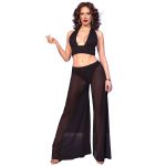 CHILIROSE - CR 4857 BLACK TOP AND PANTS SET SIZE L
