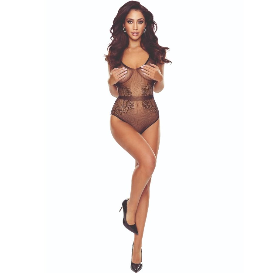 img_209989_7cca225202c25e61057640744100ad83_1 PASSION - BS115 BLACK GRID BODYSTOCKING - Image 1
