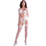 CHILIROSE - CR 4862 SET OF BRA, GARTER BELT, THONG AND WHITE LACE STOCKINGS XL