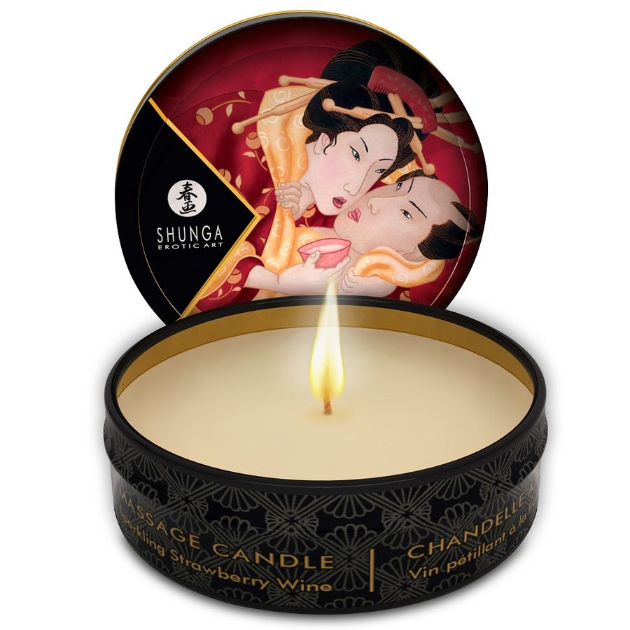 img_27800_1fffc0fbceb83dc1eba6da76556a3103_1 SHUNGA - MINI CARESS BY CANDELIGHT STRAWBERRIES AND CAVA MASSAGE CANDLE 30 ML - Image 1