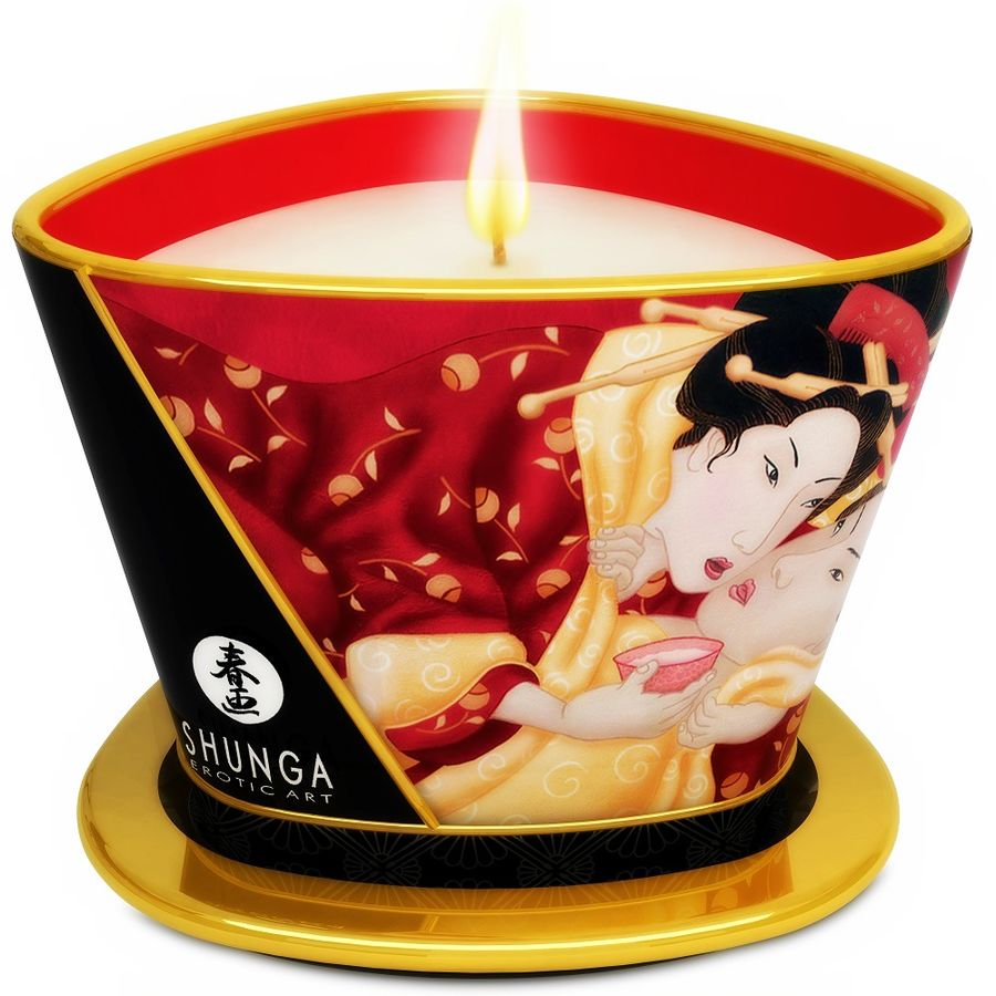 img_27813_4e2e25edad613a770230202d8e13434a_1 SHUNGA - MINI CARESS BY CANDELIGHT STRAWBERRIES AND CAVA MASSAGE CANDLE 170 ML - Image 1
