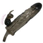 BAILE - BRAVE MAN PENIS COVER WITH RABBIT BLACK 16.5 CM - Image 2