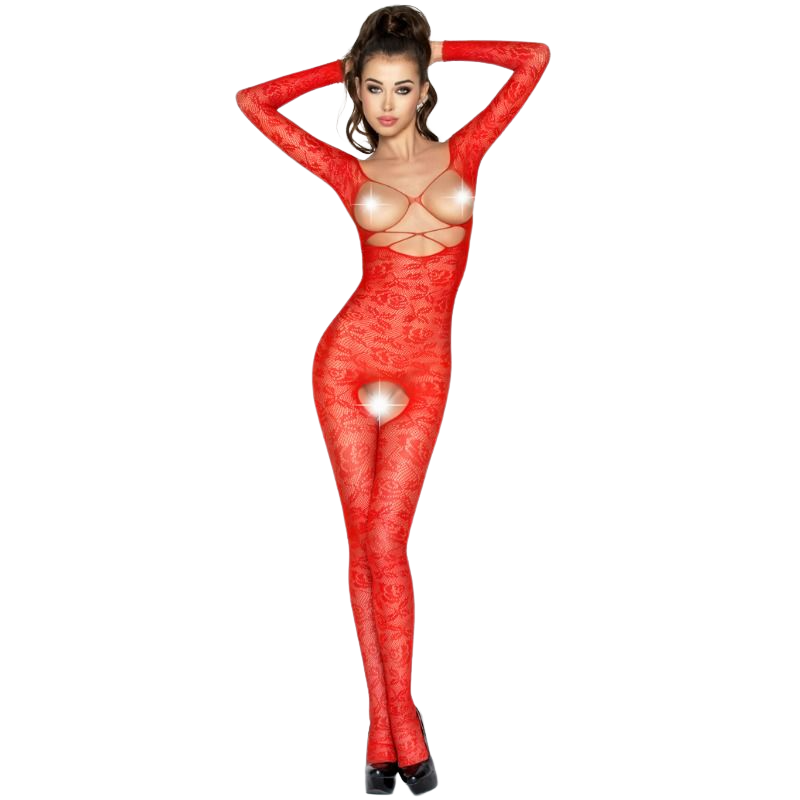 img_63650_63af14fd291fafabd682358e8aeae5b8_1 PASSION - WOMAN BS031 RED BODYSTOCKING ONE SIZE - Image 1