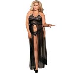 SUBBLIME - QUEEN PLUS DRESS-TOP AND THONG SET BLACK - Image 2