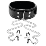 DARKNESS - COLLAR WITH NIPPLE CLAMPS BLACK - Image 2