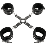 DARKNESS - LEATHER HANDCUFFS FOR FOOT AND HANDS BLACK - Image 2