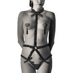 COQUETTE CHIC DESIRE - ELASTIC HARNESS SET AND NIPPLE COVERS BLACK - Image 2