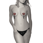 COQUETTE CHIC DESIRE - NIPPLE COVERS HEART BLACK / RED - Image 2