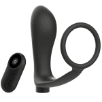 ADDICTED TOYS - PENIS RING WITH REMOTE CONTROL ANAL PLUG BLACK RECHARGEABLE - Image 2
